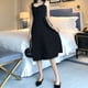 thumbnail image 5 of Vestido de tiras de una línea Vestido de línea sin mangas de color liso para mujer Lady Girl Verano Negro XL, 5 of 8