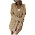 thumbnail image 1 of CEHVOM Women's Solid Color Cardigan Wool Sweater Pocket Recreational Long Sleeve Tops Clearance, 1 of 8