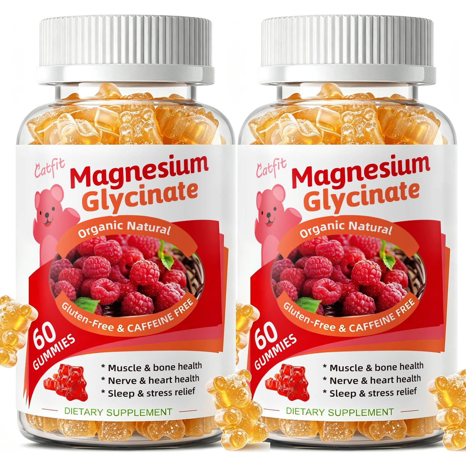 (2 Pack)Catfit Magnesium Glycinate Gummies - Magnesium Supplement, for Mood,Sleep,Immune
