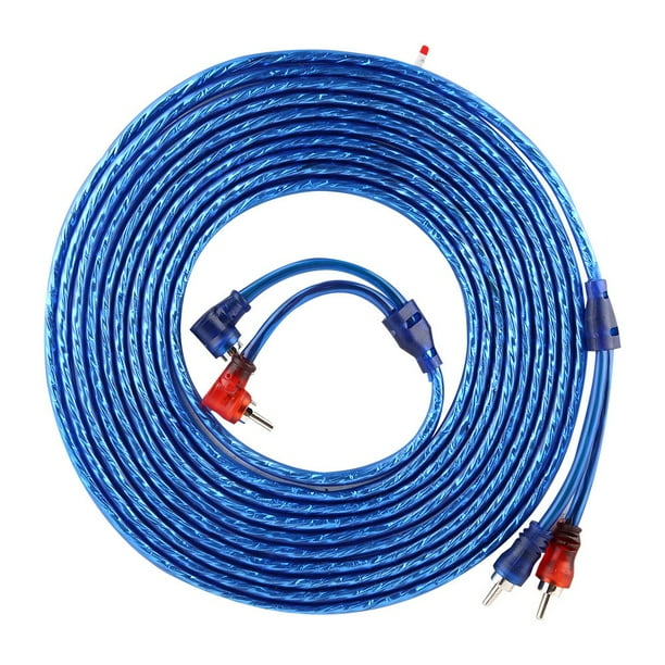 Cable de interconexión de Audio RCA transparente azul para coche de 5 metros Ultra Flexible Jadeshay A