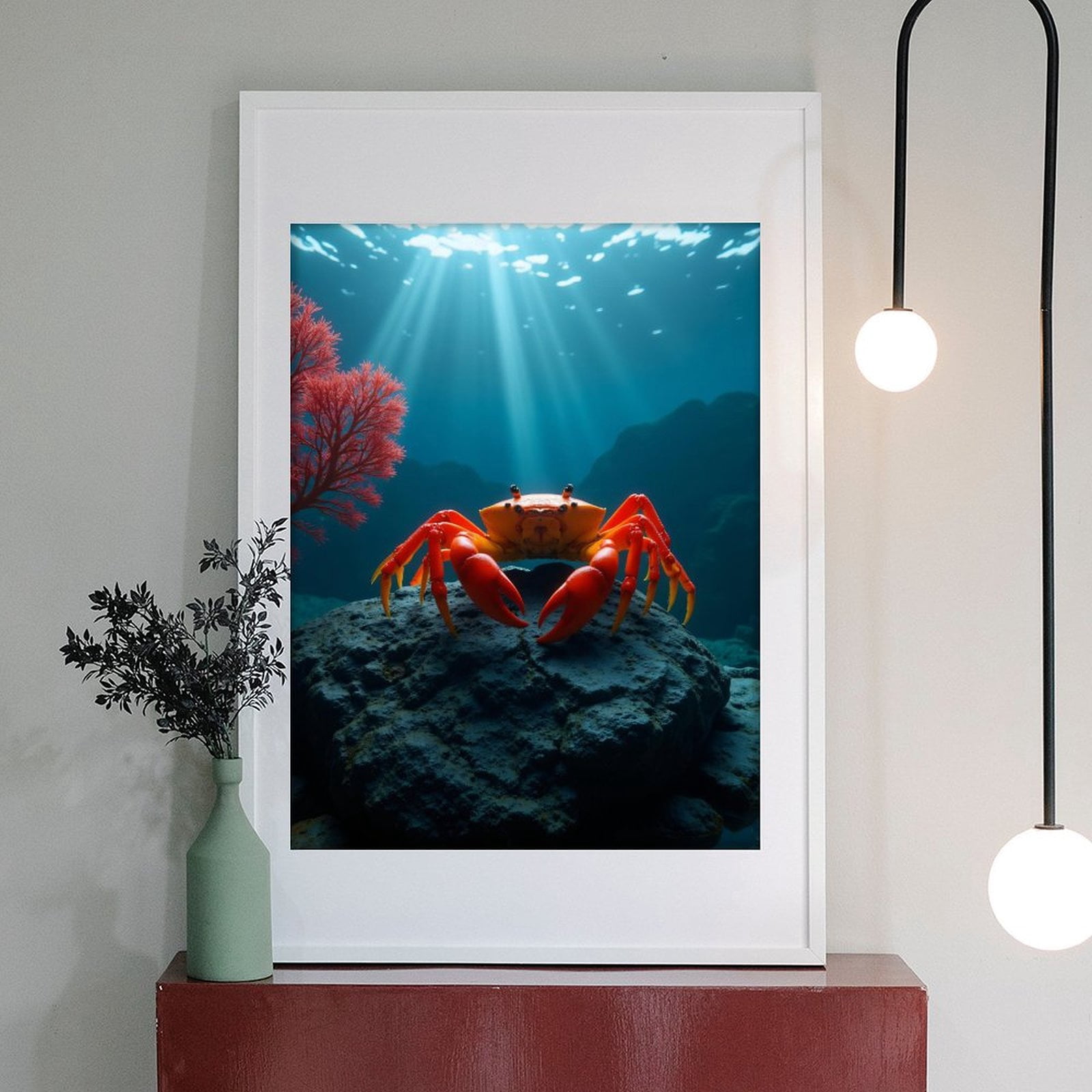 Diamond Art Kit for Adults, Crab On Rock Ocean Scene Diamond Painting for Adults Beginners, 5D DIY Diamond Art Painting Kits, Colorful Diamond Painting Craft for Home Decor 12x16