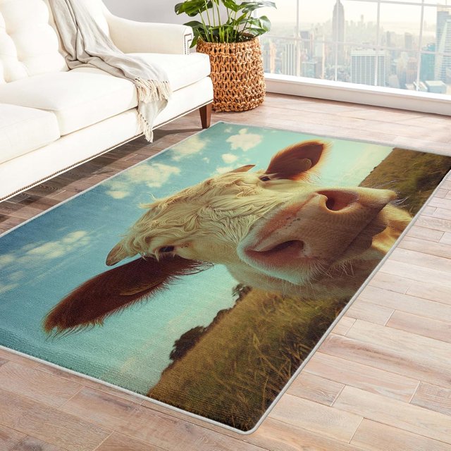 Highland Cattle Area Rugs for Bedroom Living Room - 6x8 ft - Animal Carpet for Home Decor - Animal Patterned Decorative Indoor Large Rug - Washable & Soft & Non Slip & Low Pile (ZL&160)