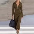 thumbnail image 2 of Kukoosong Women's Solid Color Long Sleeve Bodycon Tea Length Dress with Turndown Collar for Casual Fashion Home and Work Wear Dresses, 2 of 7