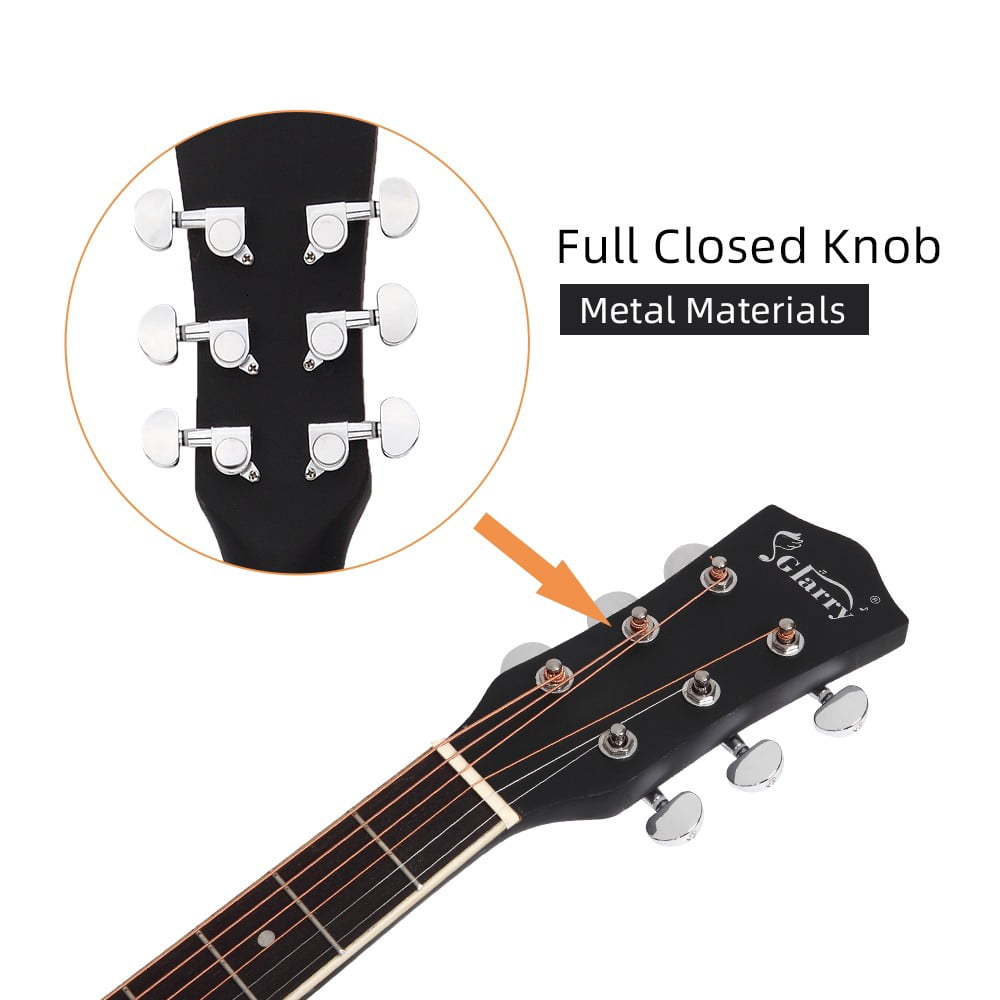 41in Acoustic Guitar, 6 String Full Size Cutaway Guitar with Gig Bag and Guard Board (Black)