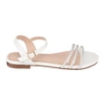 thumbnail image 2 of GC Shoes Womens Flat Fashion Sandals, Dressy Rhinestone Summer Flats, PU Leather Ankle Strap Dress Slides, Sanga/White/9.5, 2 of 5