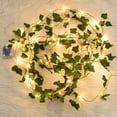 thumbnail image 2 of Guirnalda de hojas verdes de 10m/5m/2m, guirnalda de luces LED, planta falsa, hojas verdes, hiedra, enredaderas colgantes para boda, decoración de pared del hogar, Navidad, 2 of 5