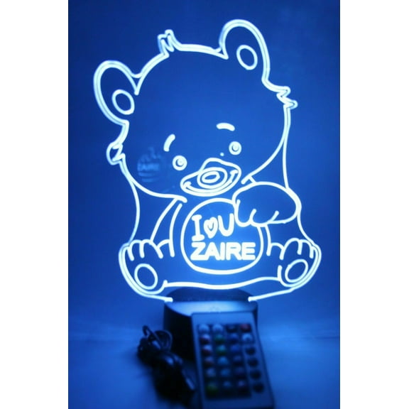 I Love You Bear Light Up Lamp LED Personalized I Heart U Teddy Bear Night Lamp, Light Up A Loved One's Life, Our Newest Feature - It's WOW, With Remote, 16 Color Options, Free Engraved, Great Gift
