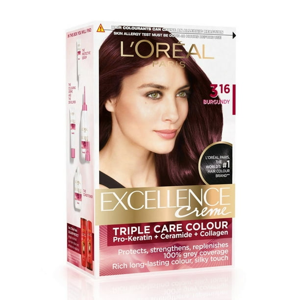 L'Oreal Paris Excellence Creme Hair Color, 3.16 Burgundy, 72ml+100g