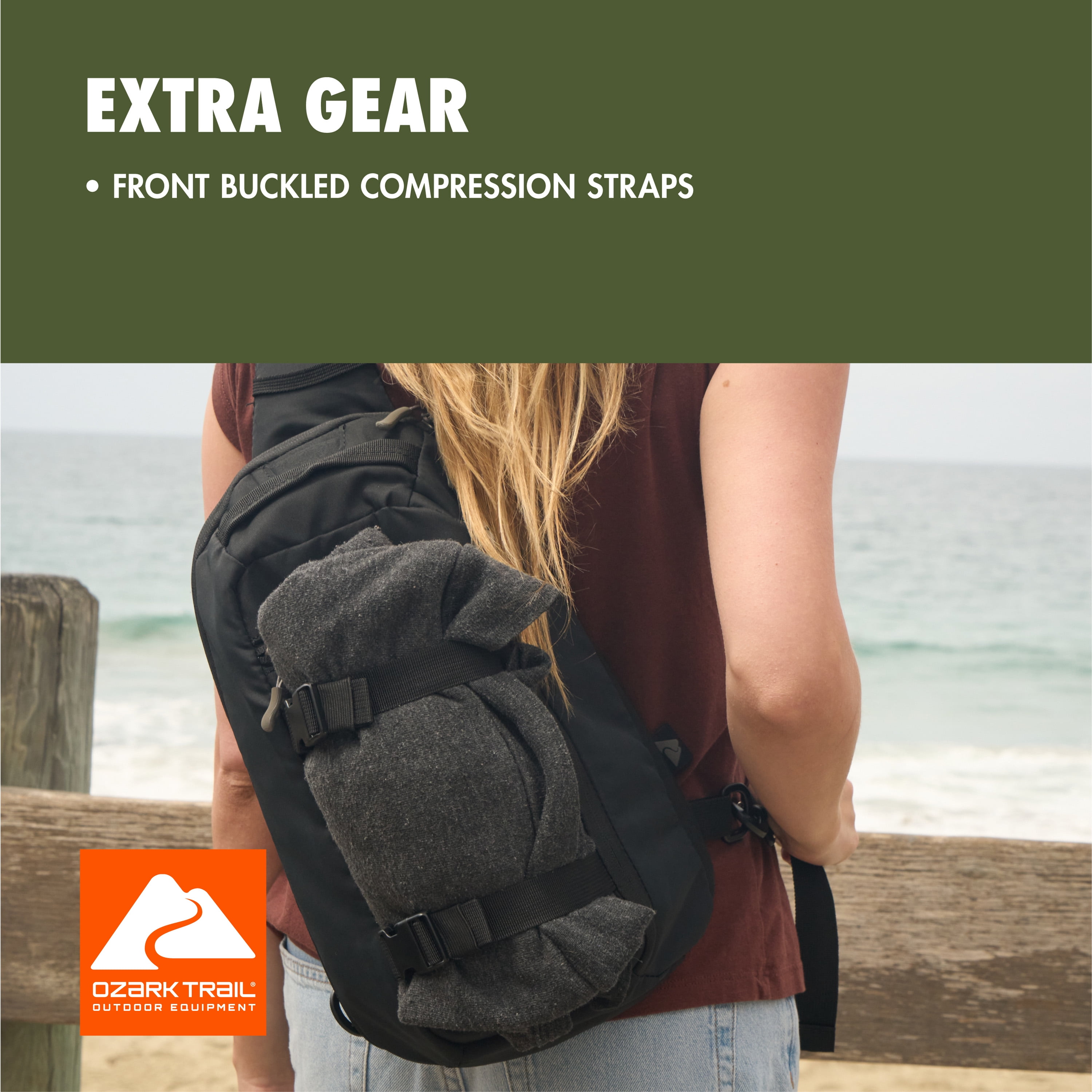 Ozark Trail 9L Unisex Adult/Teen Sling Pack Polyester Messenger Bag, Black