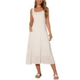 thumbnail image 1 of VESTIDOS DE LINO PARA MUJER INSPIRADOS EN CHIC, VESTIDO DE VERANO SIN MANGAS, CASUAL, SUELTO, FLUIDO, MIDI, TANK, PLAYA, XL BEIGE, 1 of 6