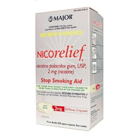 Major Nicorelief 2Mg Mint Gum Nicotine Polacrilex-2 Mg White 50 Ct Upc 309045736517