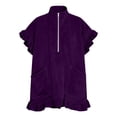 thumbnail image 6 of Smsaxvxz Summer Dresses for Women Fashion Solid V Neck Ruffle Short Sleeve Casual Loose Pocket T-Shirt Dress Purple M, 6 of 7