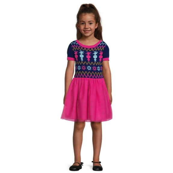 Trolls Girls Sweater Top Dress with Mesh Skirt, Sizes 4-16
