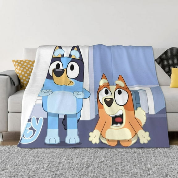 Rozeui Bluey for Flannel Blanket, Soft Fuzzy Plush King Blanket for Winter, Thick and Warm All-Season Bed Throw-40"x30"
