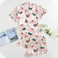 thumbnail image 2 of Women's Casual Printed Pyjama Set Silk Satin Short Sleeve Button Down Top And Shorts Set, 2 of 2