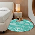 thumbnail image 3 of Teal Coastal Round Area Rugs Collection 4', Nautical Beach Starfish Coral Summer Non Slip Indoor Circular Throw Runner Rug Floor Mat Carpet for Living Room Dining Table Bedroom Nursery, 3 of 9