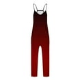 thumbnail image 6 of QATAINLAV Jumpsuits for Women Casual Dressy Sleeveless Overalls Loose Long Wide Leg One Piece Pants Colorblock V Neck Jumpers with Pockets, Wine, XXXL, 6 of 8