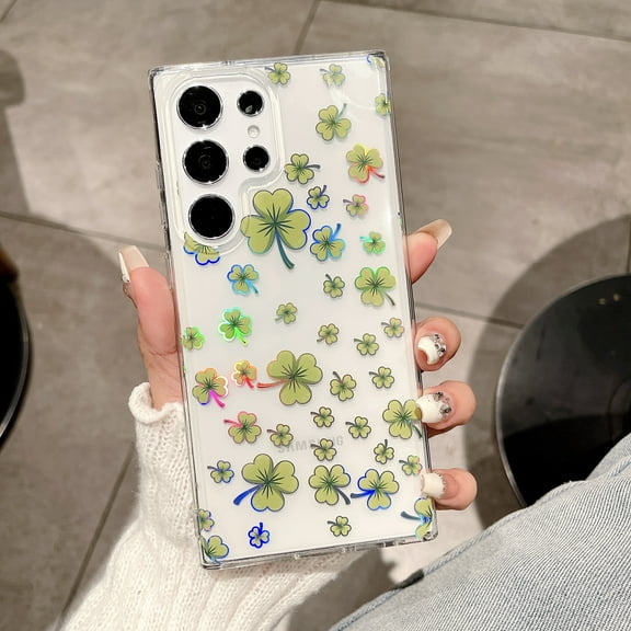 for Samsung Galaxy S23 Ultra Flower Case, Luxury Floral Pattern Clear Shockproof [Hard PC Back Soft TPU Edge] Ultra Slim Anti-Scratch Phone Cover for Girls Women Samsung Galaxy S23 Ultra, A