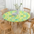 thumbnail image 3 of 44in Round Tablecloth with Elastic Edge, Waterproof Fitted Table Cover for 36-44" Tables, Floral Theme Polyester Reusable Table Cloths Wipe Clean for Picnic, Dining, Outdoor Use and Party Decor, 3 of 7