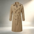 thumbnail image 2 of Mrmaere Men Lapel Trench Coat Double Breasted Belted Long Sleeve Outerwear For Business Daily Khaki L, 2 of 9