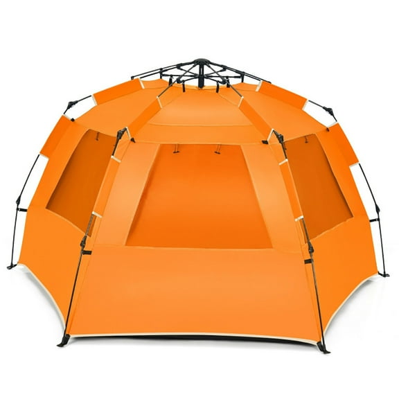 GVN 3-4 Person Easy Pop Up Beach Tent UPF 50  Portable SMQB Shelter-Orange, Beach Shade, Easy Pop Up Beach Shade Beach Tent, SMQB Shelter Instant Portable Beach Tent Umbrella