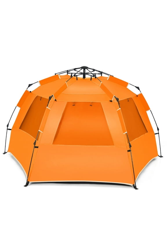 3-4 Person Easy Pop Up Beach Tent UPF 50+ Portable Sun Shelter, Easy Set Up Camping Tents Shelter, Orange