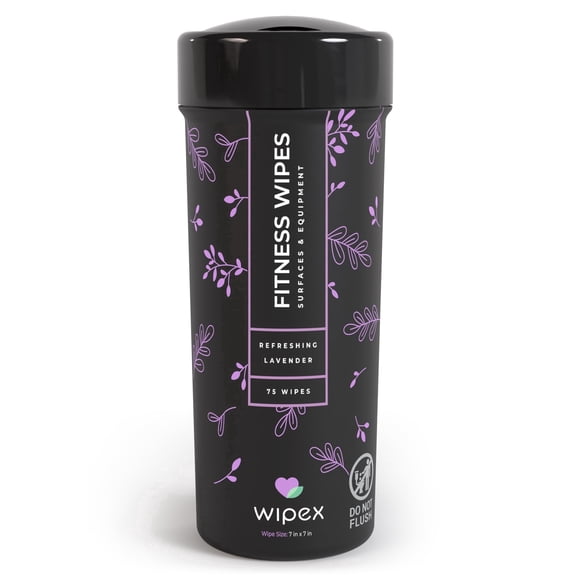 Wipex Gym & Fitness Equipment Cleaning Wipes, Gym Wipes for Workout Equipment, Lavender & Vinegar, 75 Count Canister