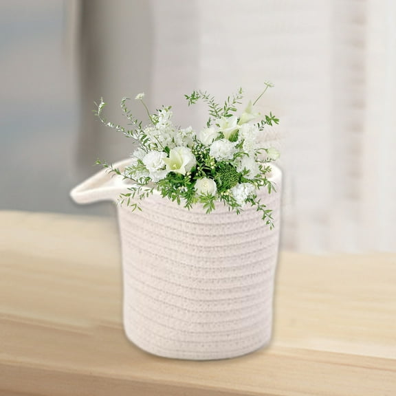 Tgbvmt Wall-Mounted Woven Storage Basket Natural Rope Hanging Basket for Home Organization and Decoration Soft Durable and Stylish Storage for Keys, Makeup Brushes, Hair Accessories, and Small Items