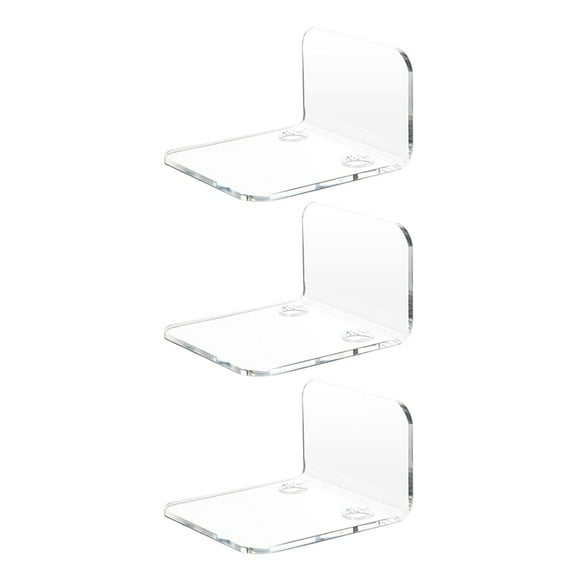 Acrylic Floating Wall Shelves Set of 3 for Security Cameras, Baby Monitors, Speakers - Universal Small Wall Shelf,3 * Camera Shelf,Transparent