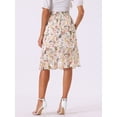 thumbnail image 4 of DARING DIVA Women's Floral Ruffle Hem Elastic Back Split Skirt L White, 4 of 6