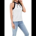thumbnail image 2 of Blusas Sin Mangas con Cuello en V y Cordones para Mujer, Elegantes, de Oficina, con Bloques de Color, Informales, 2025. XXL, 2 of 10