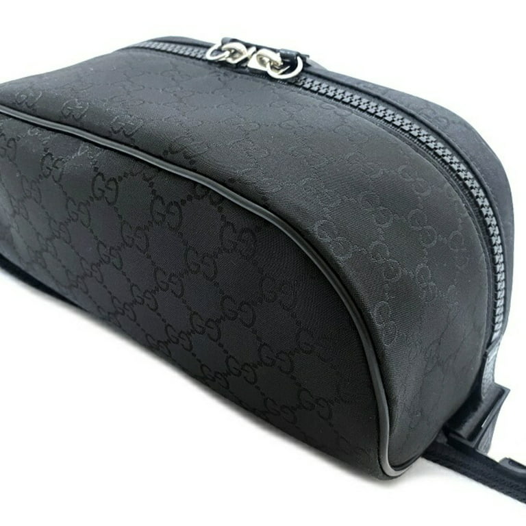 Gucci Cosmetic Pouch Bag Gray Canvas
