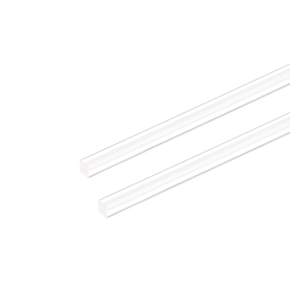 Acrylic Square Rod,5mmx5mmx10inch Clear Plastic Rod Solid PMMA Bar 2pcs