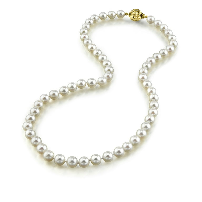 The Pearl Source White Freshwater Pearl Bracelet for Women - Cultured Pearl  Bracelet with 14k Gold Plated Clasp with Genuine Cultured Pearls
