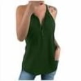thumbnail image 7 of tarylea Summer Tank Tops for Women Halter V Neck Half Button-Down Fitted Comfy Sleeveless Casual Tunic Tops with Pocket, 7 of 7