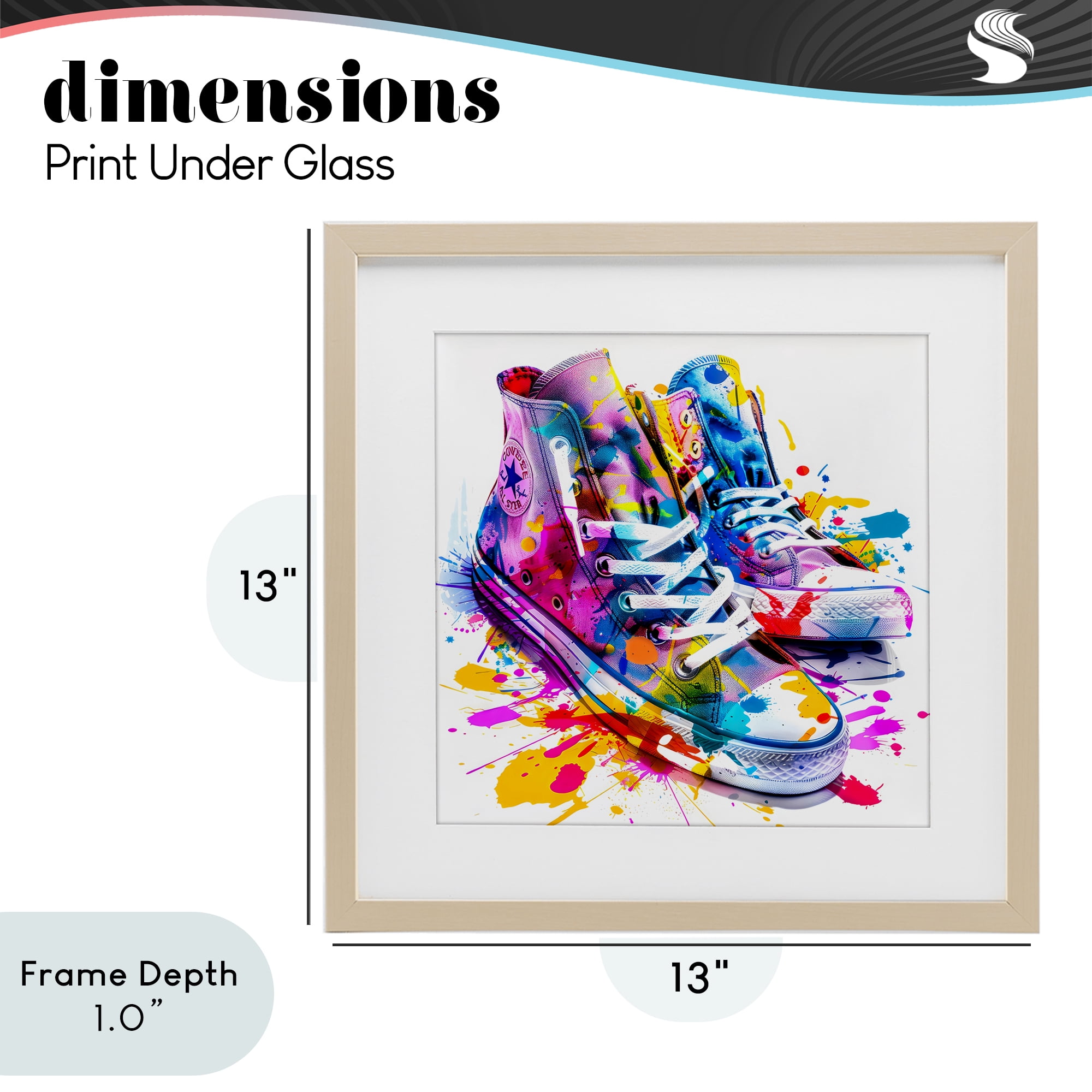 Stupell Industries High Top Sneakers Splash Birch Framed Print Under Glass, design by Creative Studio
