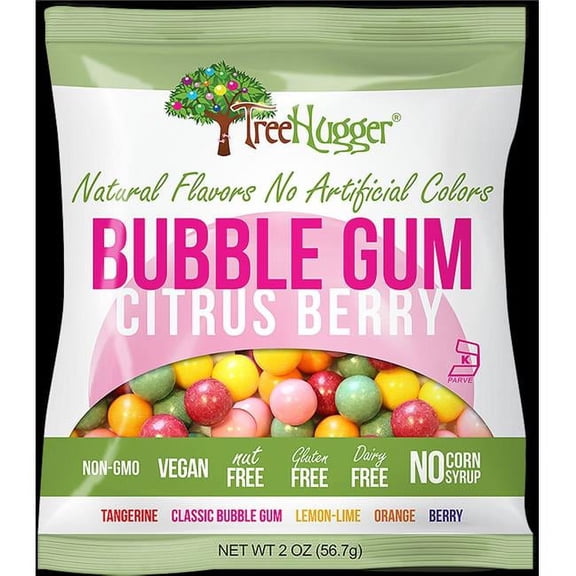 Tree Hugger  All Natural Bubble Gum 2 oz Bag Citrus Berry, 12 pack