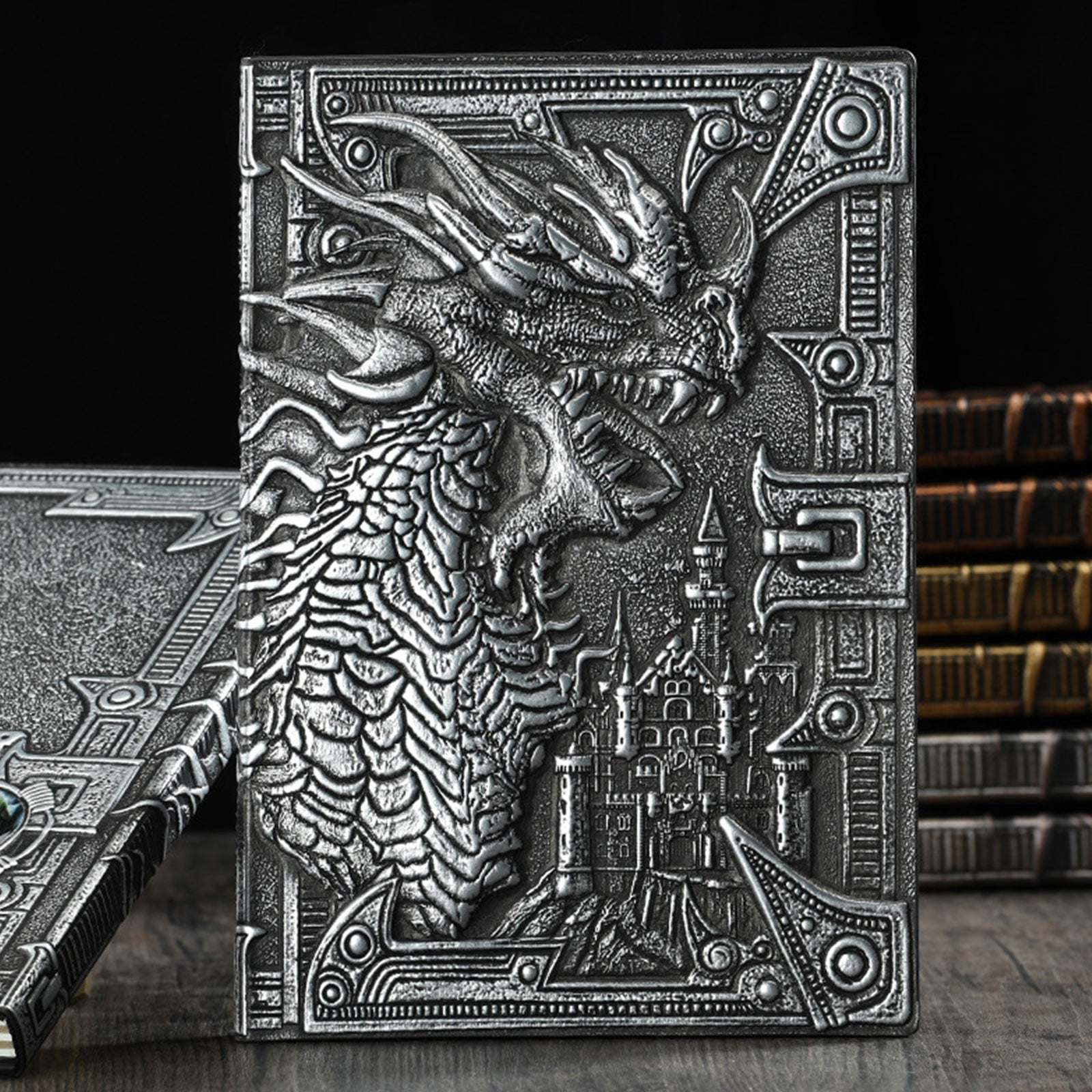 Outdoor Decorations for Yard Metal Yard Art Outdoor and Garden Outdoor Yard Decorations Silver Embossed Dragon Journal Notebook for Garden Patio Lawn Front Yard Single Pack