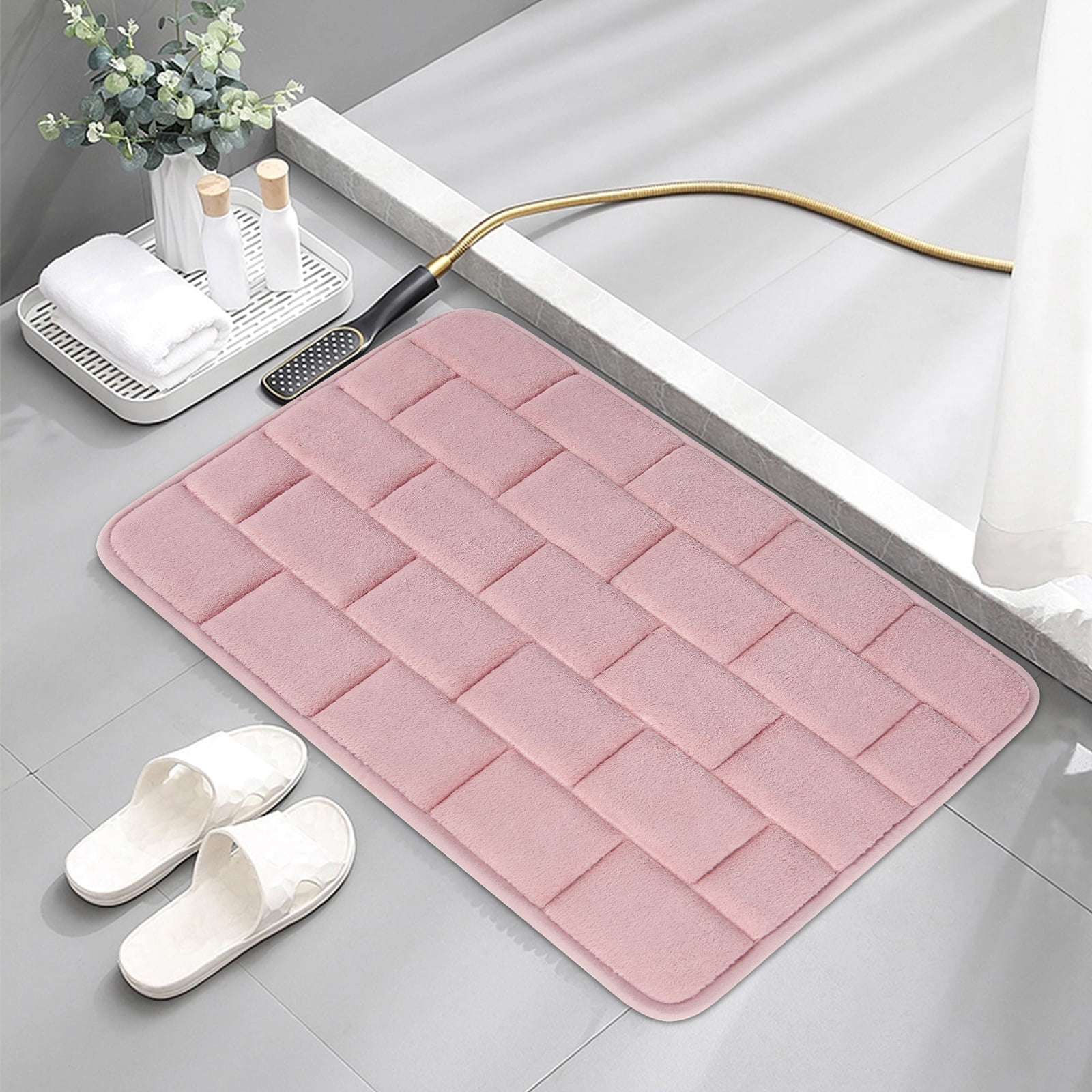 Coral Velvet Memory Foam Bathroom Rugs, Ultra Soft & Non-Slip Bathroom Mat for Shower Bathroom
