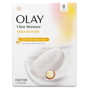 Olay Beauty Bar Soap, Ultra Moisture Shea Butter with Vitamin B3 and Moisturizers, 3.75 oz 8 Bars