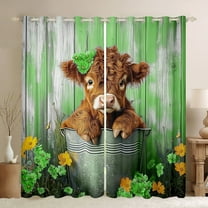 Castle Fairy Adults Female Men Highland Bull Blackout Curtains Set of 2 (52x84 Each),Colorful Floral Flowers Daisy Window Curtains,Retro Farmhouse Animal Curtains and Drapes,Ultra Soft Home Decor