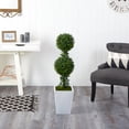thumbnail image 3 of Nearly Natural 3.5ft. Boxwood Double Ball Topiary Artificial Tree in White Metal Planter(Indoor/Outdoor), 3 of 4