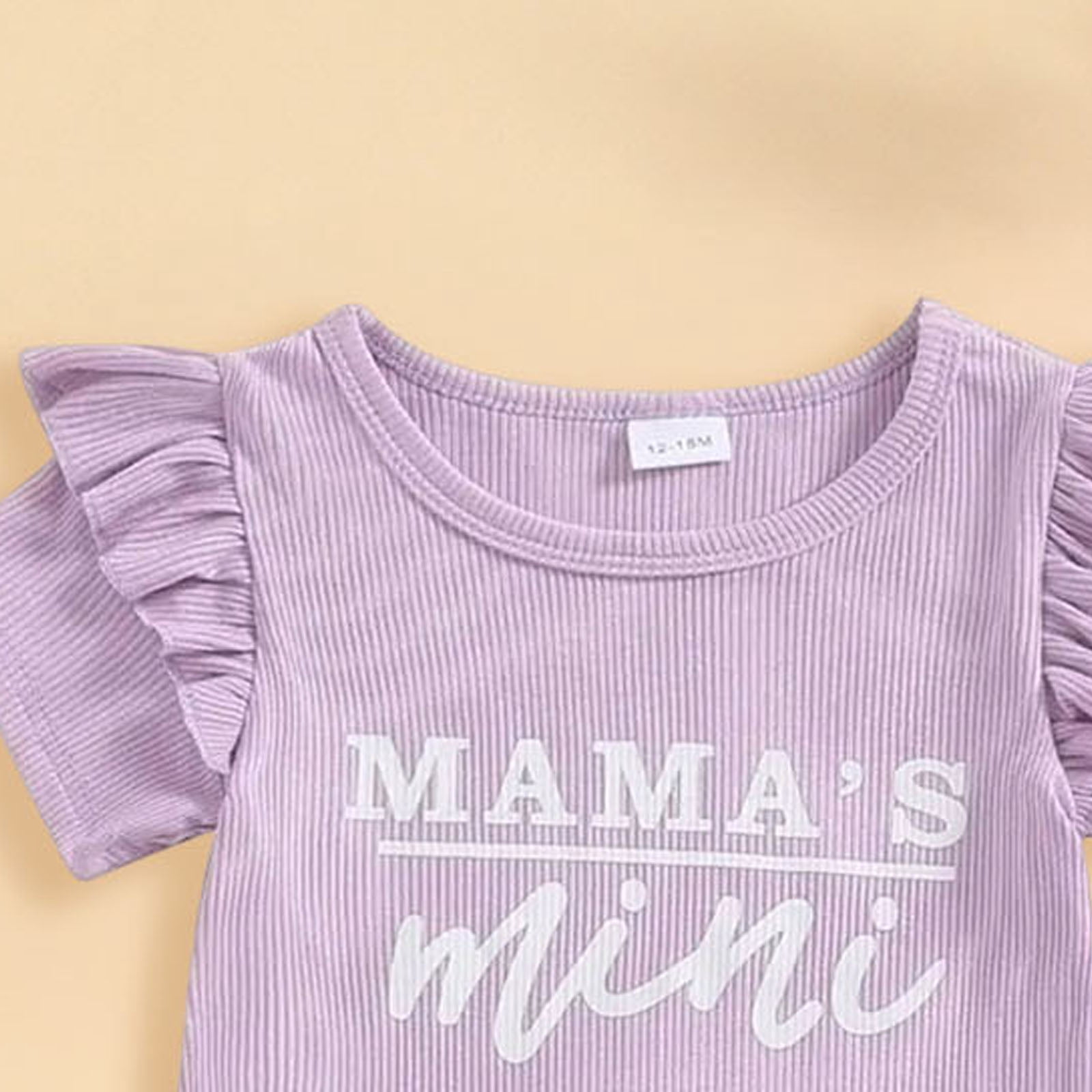 Faraee Baby Girl Clothes Summer Knit Ruffle Short Sleeve T-Shirt Tee Flare Pants Set 2Pcs Toddler Bell-Bottoms Outfits 12 18 24 Months 2t 3t 4t 5t Purple