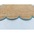 thumbnail image 4 of Turquoise Scalloped Natural Jute Area Rug, Natural Red Boho Scallop Colored Trim, 4 of 4