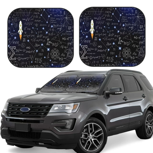 Saiise Physical Formulas for Foldable Car Sun Shades (2-Pack) Offer Sun Protection with an Easy-fold Design for Convenient Windshield Shading-Medium