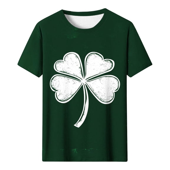 Fewfanhot Women's Tops Irish Shamrock Shirts Patrick Clover Tshirt Green Graphic Tops