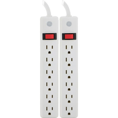 UPC: 0043180140876 | GENERAL ELECTRIC 14087 6-Outlet General-purpose Strips with 2ft Cord 2 Packs