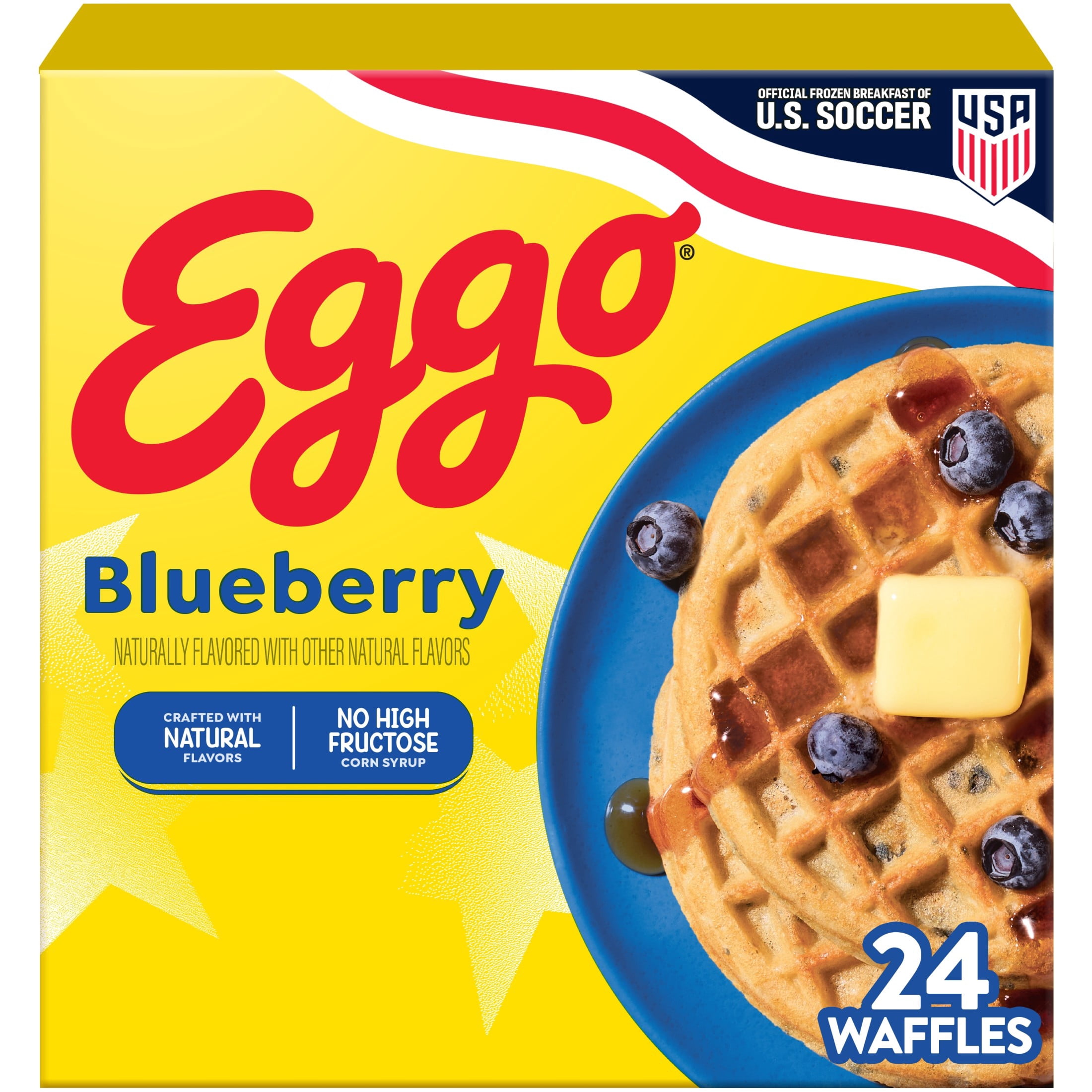 Eggo Blueberry Waffles, Breakfast Food, 29.6 oz, 24 Count (Frozen)