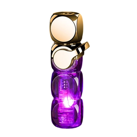 Windproof Butane Lighter - Dice-Shaped with Green Torch Flame & LED Lights for Outdoor Use and Candles(D)