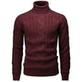 thumbnail image 2 of Mens Casual Slim Fit Pullover Sweaters Knitted Turtleneck Twisted Patterned Thermal (CMOSWL076), 2 of 6